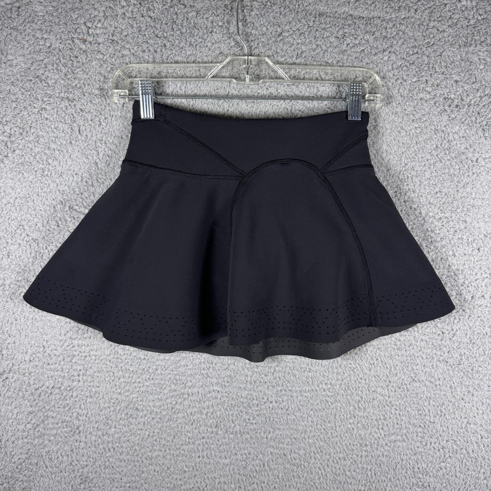 Ivivva Girls Black Athletic Skort Laser Cut Hem Rear Zip Pocket Size 10 Golf